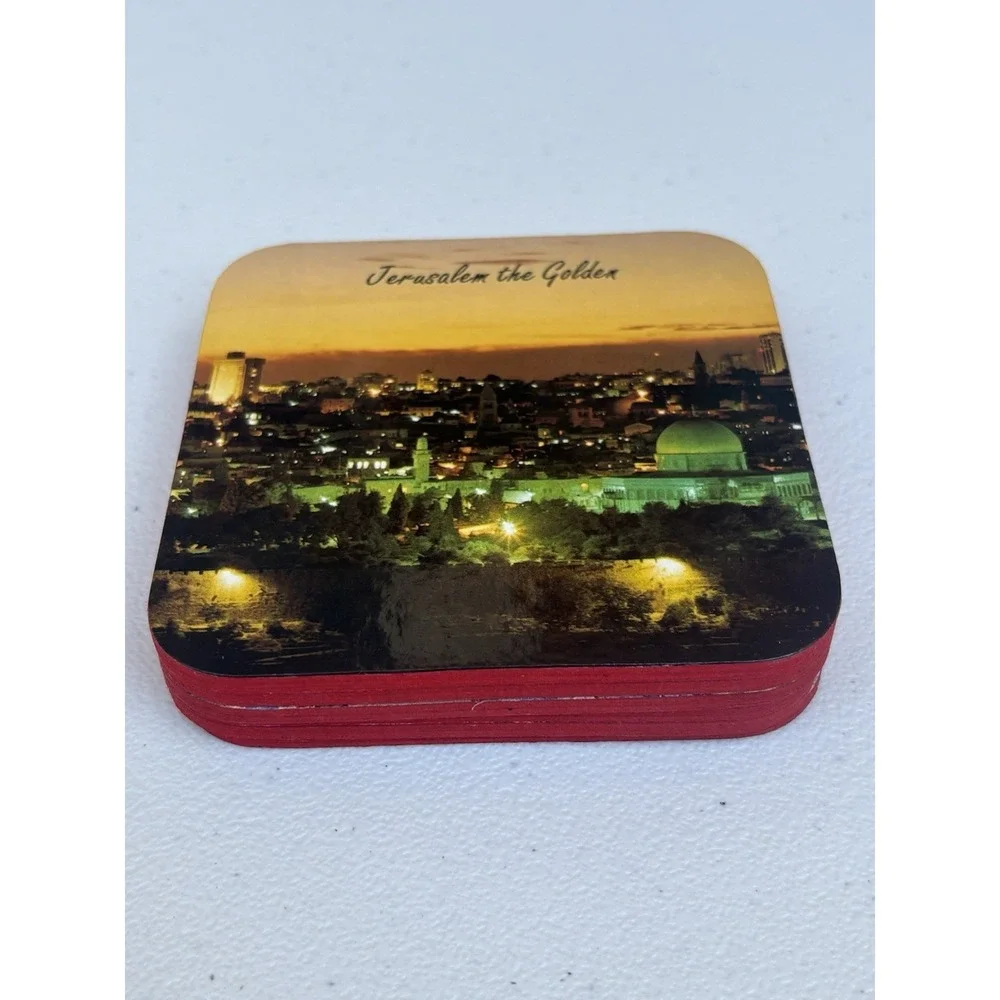 Drink Coasters‎ Jerusalem themed Set of 6 Vintage iconic historical sites 4 x 4